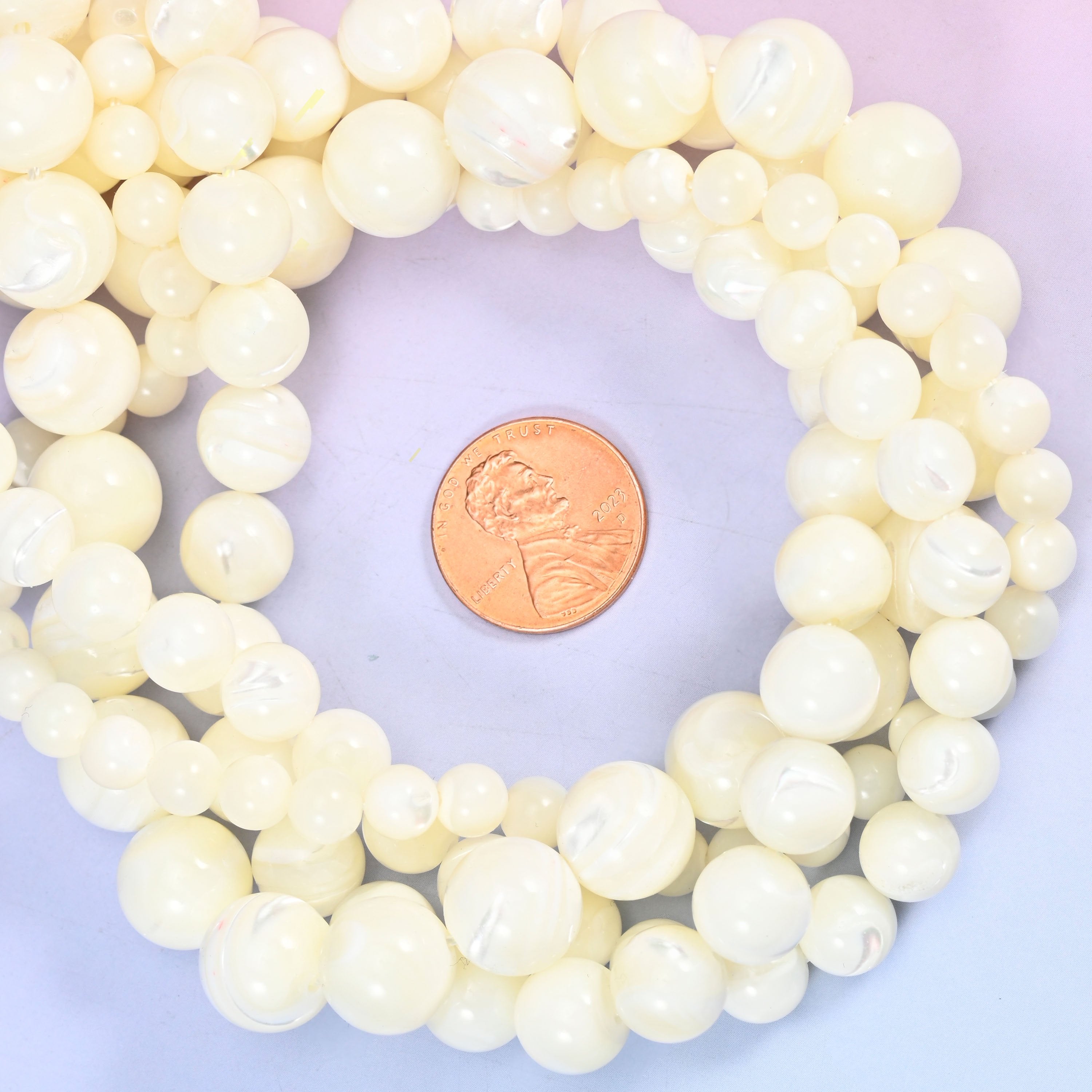 White Trochus Shell Round Beads: Jewelry Making Supply