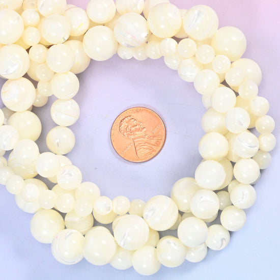White Trochus Shell Round Beads: Jewelry Making Supply