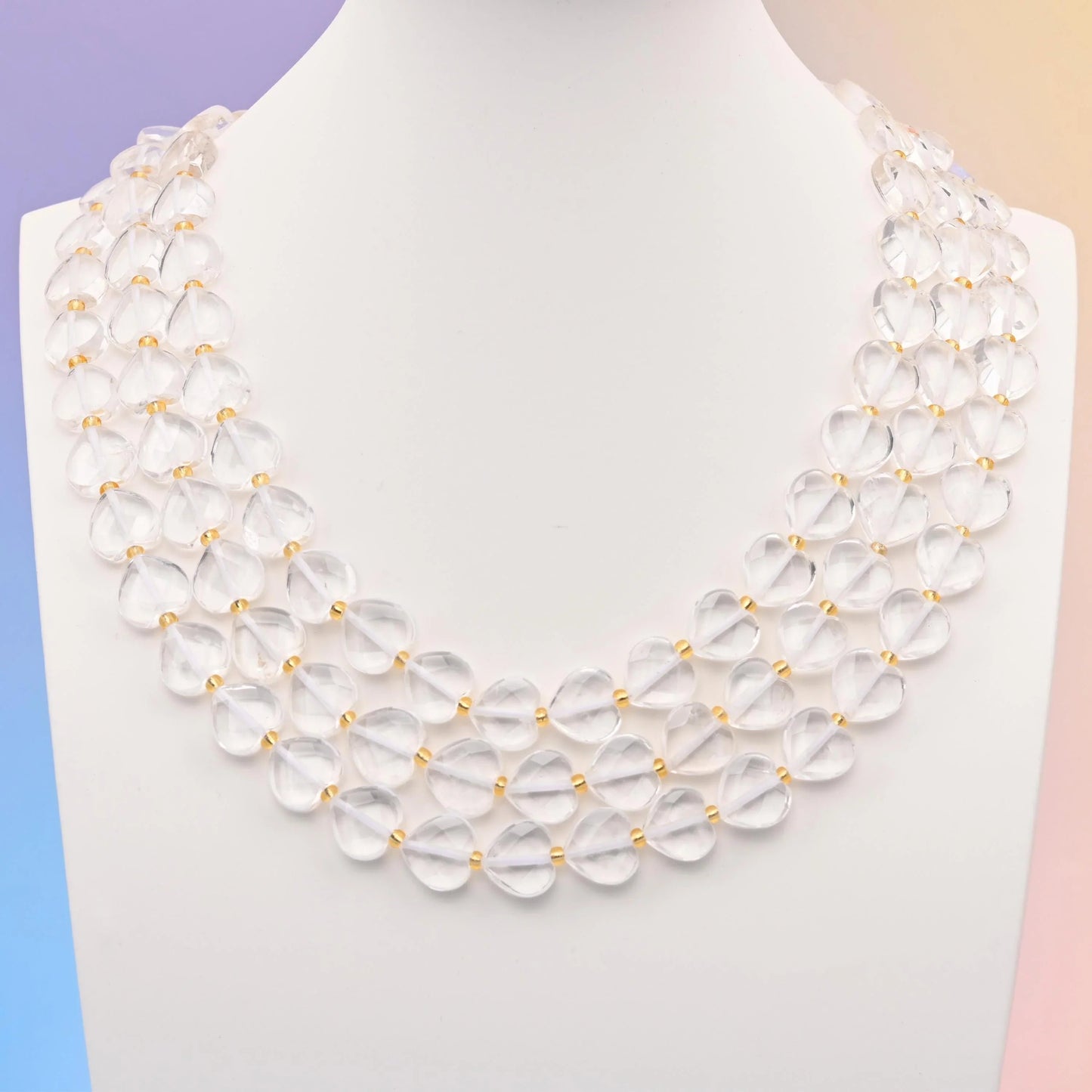 Clear Quartz faceted heart beads, 12mm, sold per 15.5 inch strand