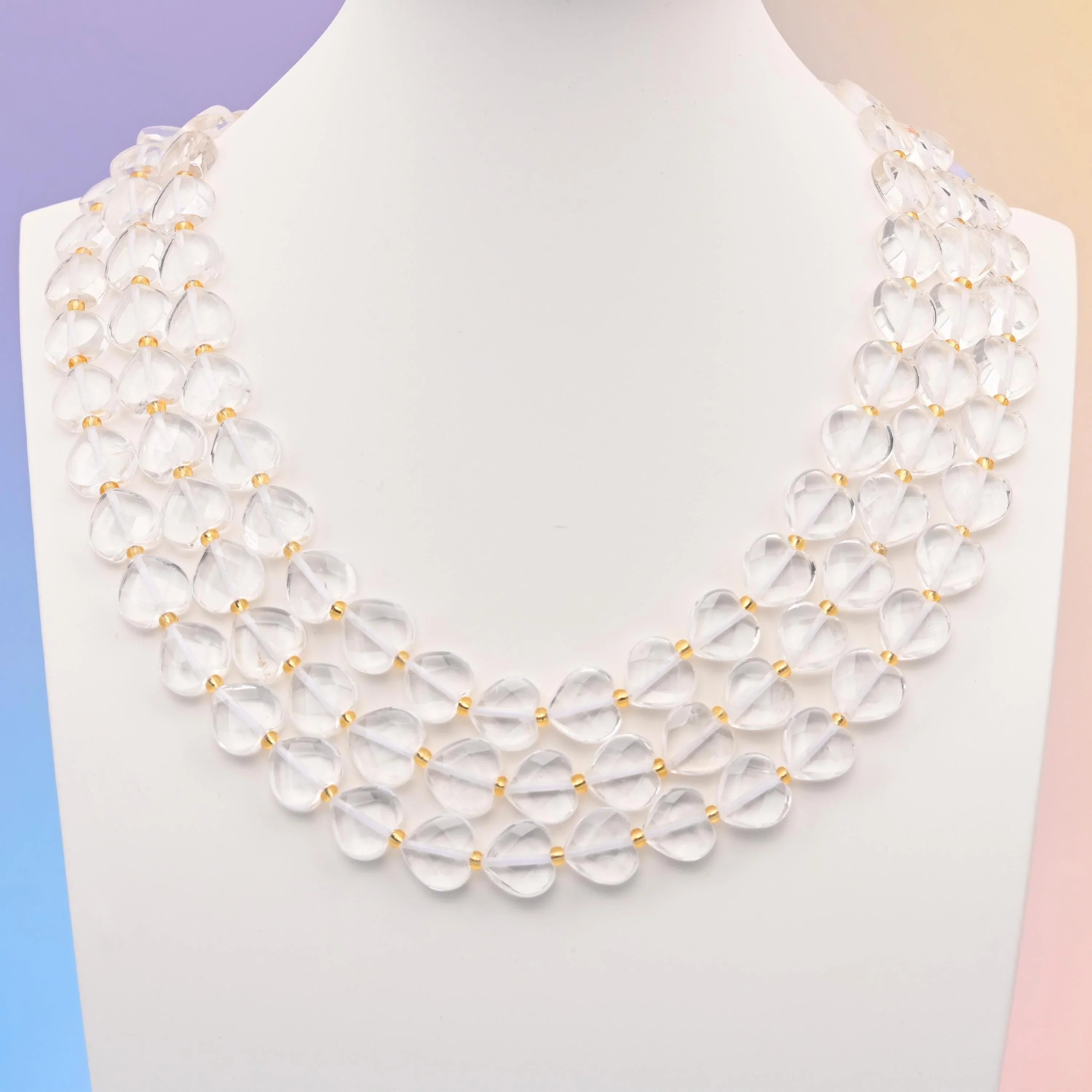 Clear Quartz faceted heart beads, 12mm, sold per 15.5 inch strand