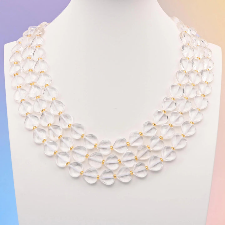 Clear Quartz faceted heart beads, 12mm, sold per 15.5 inch strand