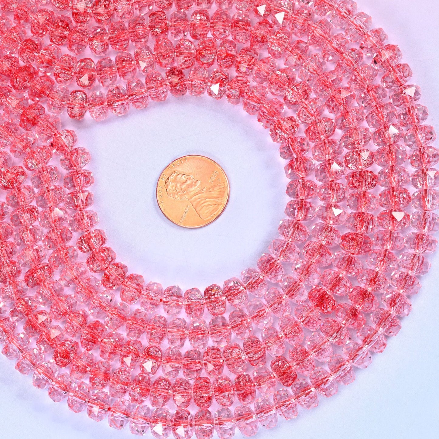 Transparent Red Faceted Rondelle Glass Beads for jewelry making