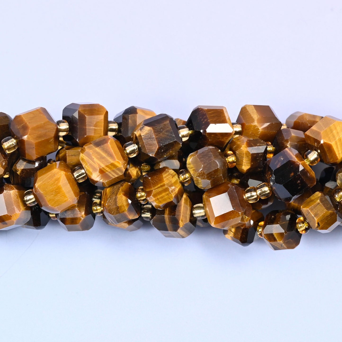 Tiger Eye Faceted Cube Beads, 6mm approximately 43 beads / 8mm approximately 38 beads