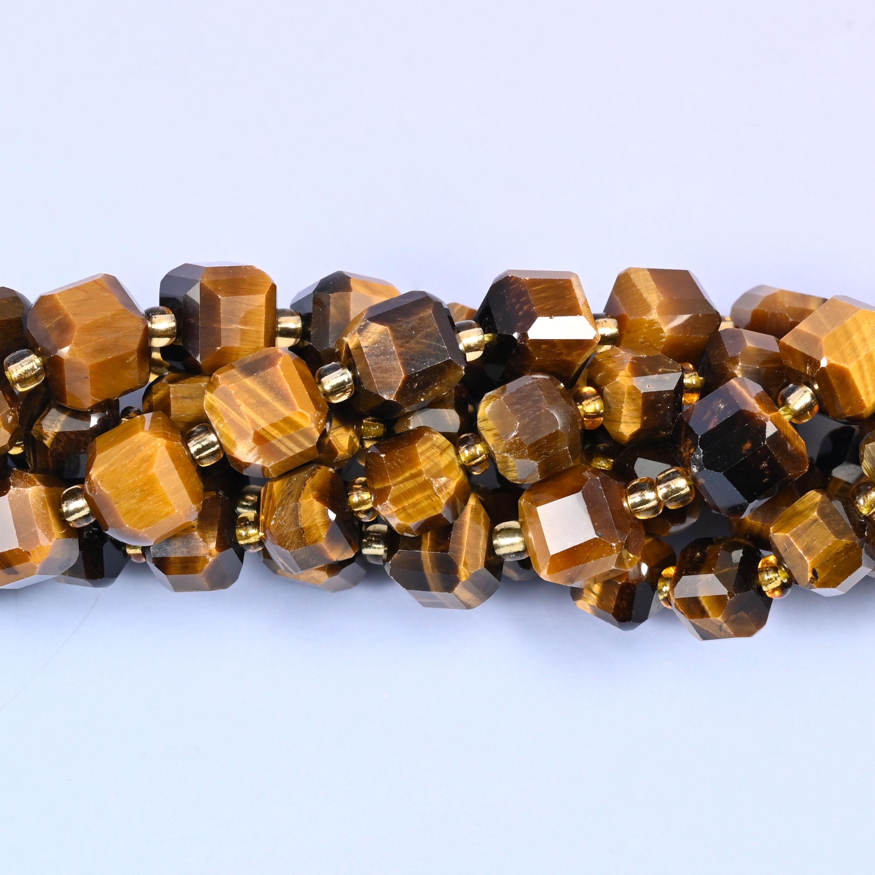 Tiger Eye Faceted Cube Beads, 6mm approximately 43 beads / 8mm approximately 38 beads