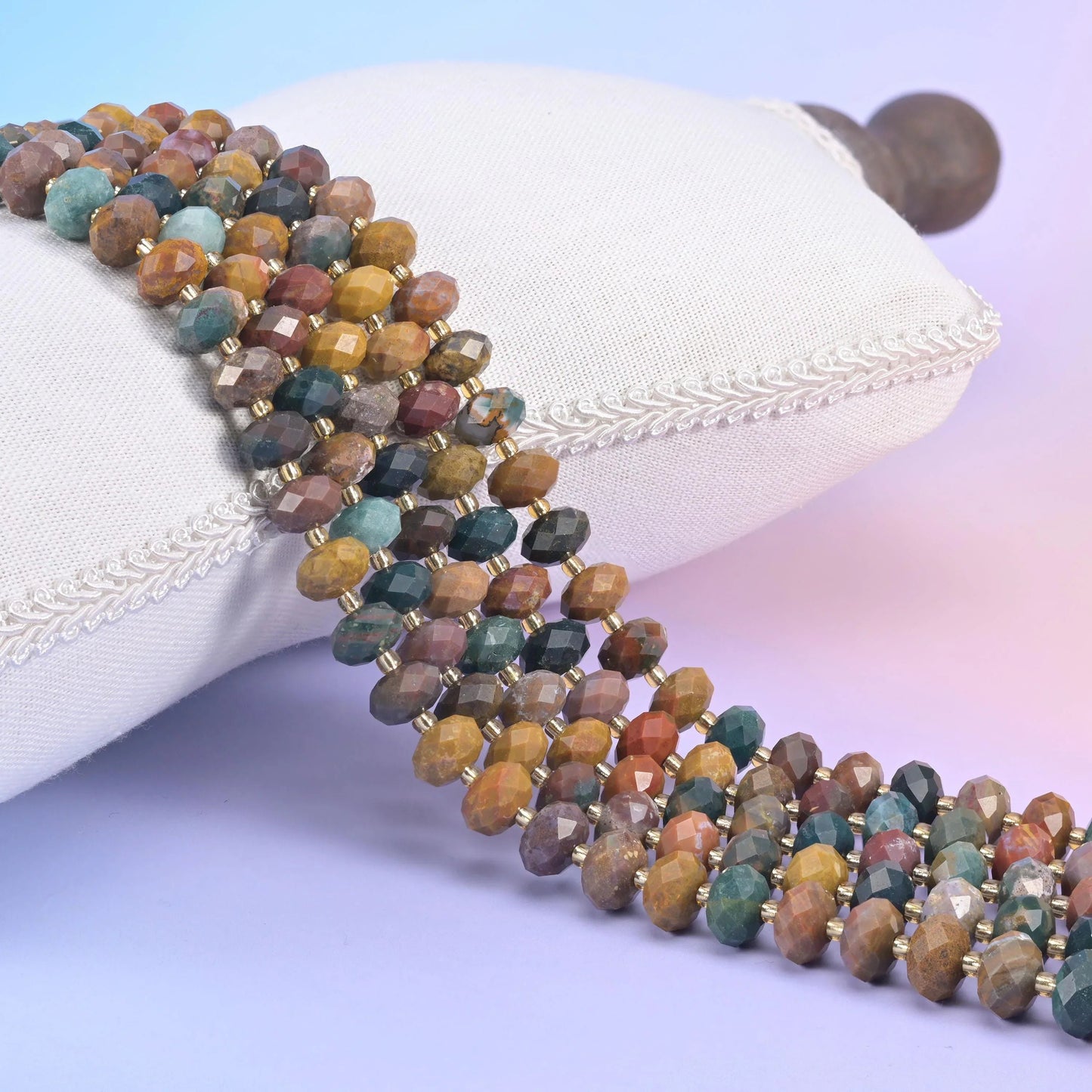 Ocean Agate Faceted Rondelle Beads 6x10mm
