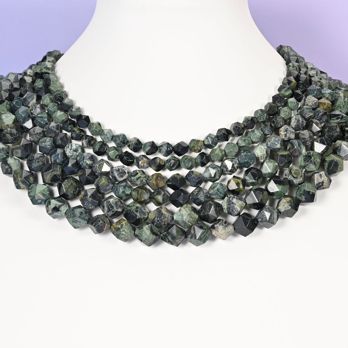 Kambaba Jasper beads, diamond star cut, 6mm, 8mm, and 10mm