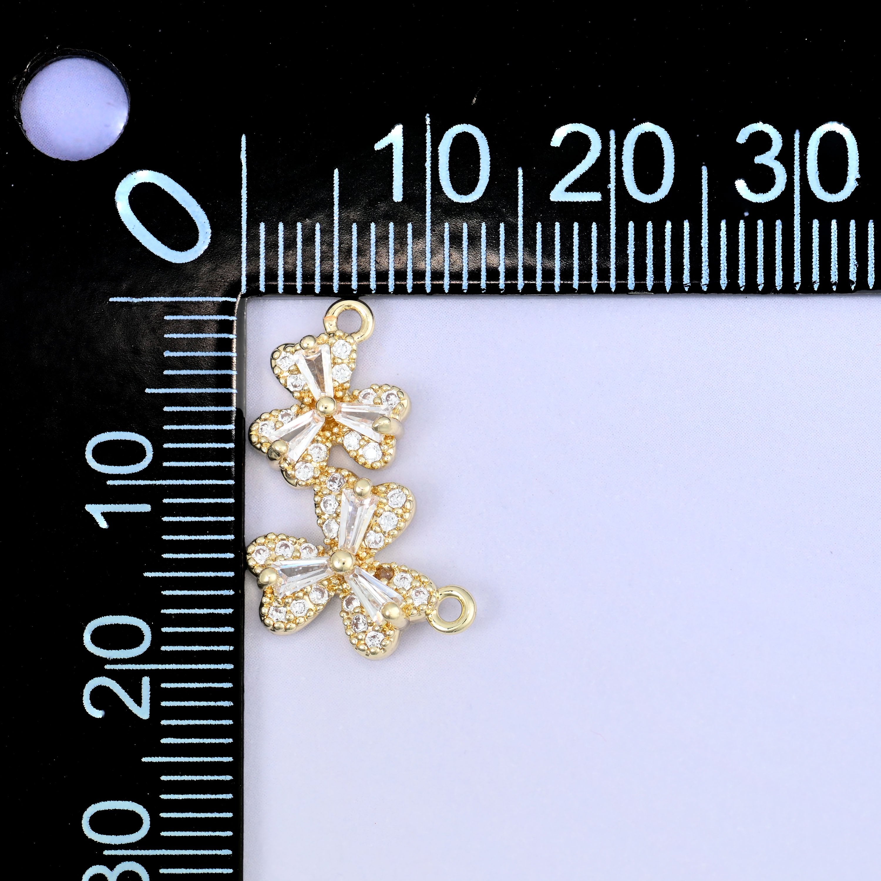 Flower Zircon Connector Pendants: 18K Gold Plated, Jewelry Making Supply