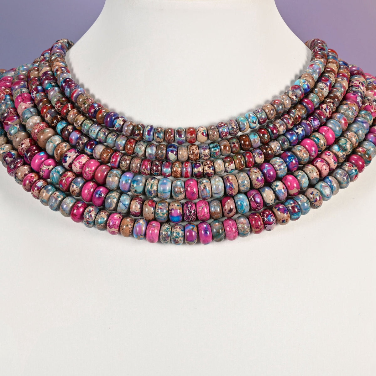 Dyed Sea Sediment Jasper rondelle beads, multicolor purple, 4x6mm 5x8mm