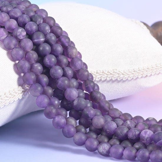 Amethyst Matte Frosted Round Beads 4mm 6mm 8mm 10mm