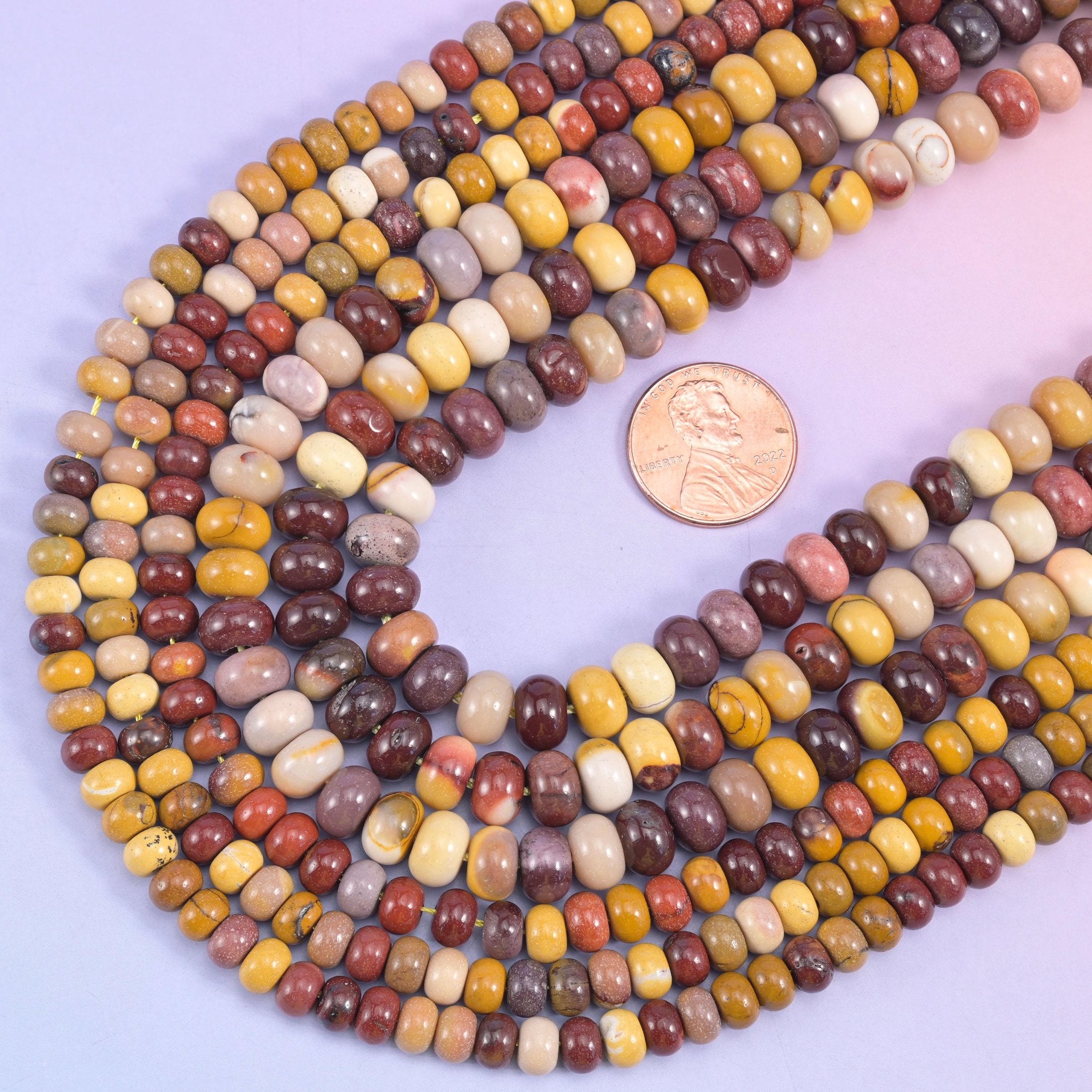 Mookaite Jasper smooth rondelle beads, 15.5 inch strand