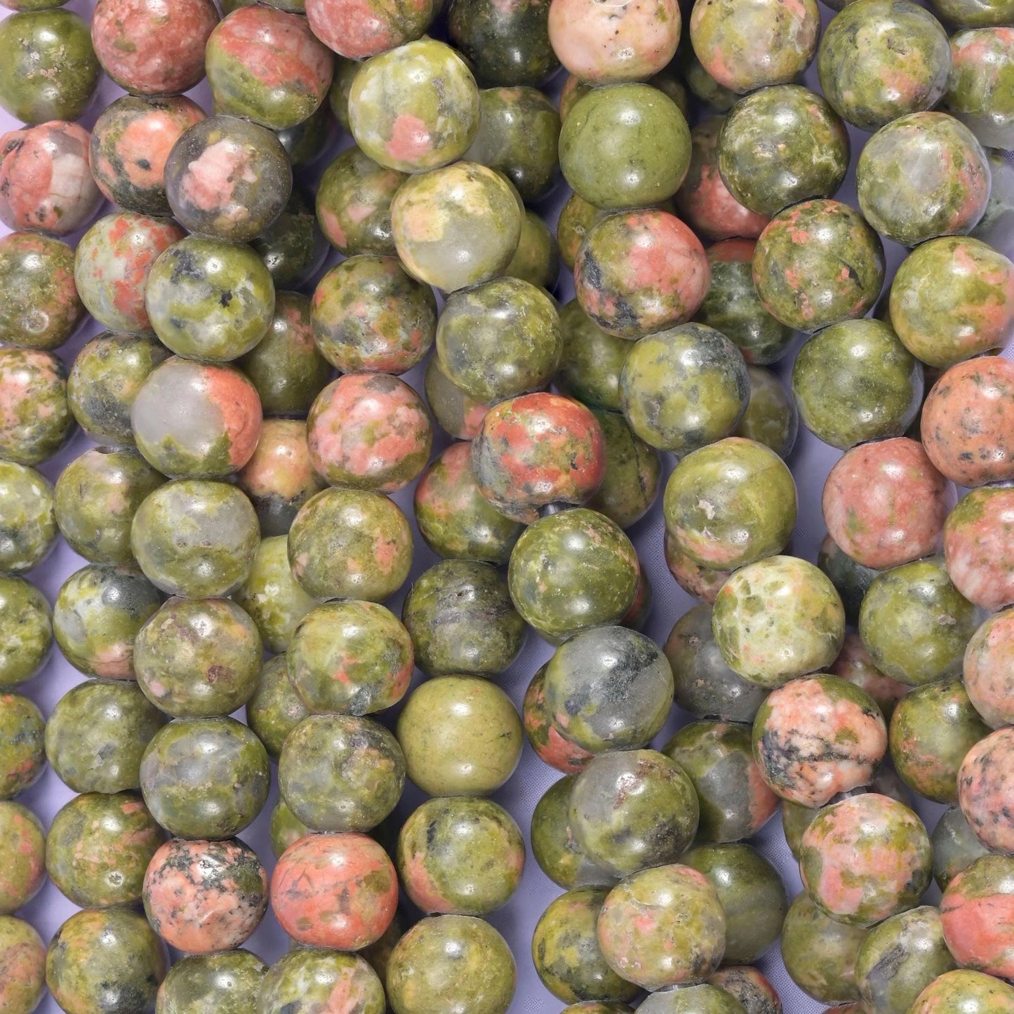 Unakite Large Hole Round Beads 6mm 8mm 10mm, hole 2.0-2.5mm, centre drilled (6mm 2.0mm hole / 8mm and 10mm 2.5mm hole)