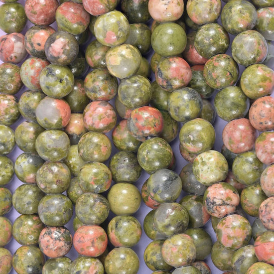 Unakite Large Hole Round Beads 6mm 8mm 10mm, hole 2.0-2.5mm, centre drilled (6mm 2.0mm hole / 8mm and 10mm 2.5mm hole)