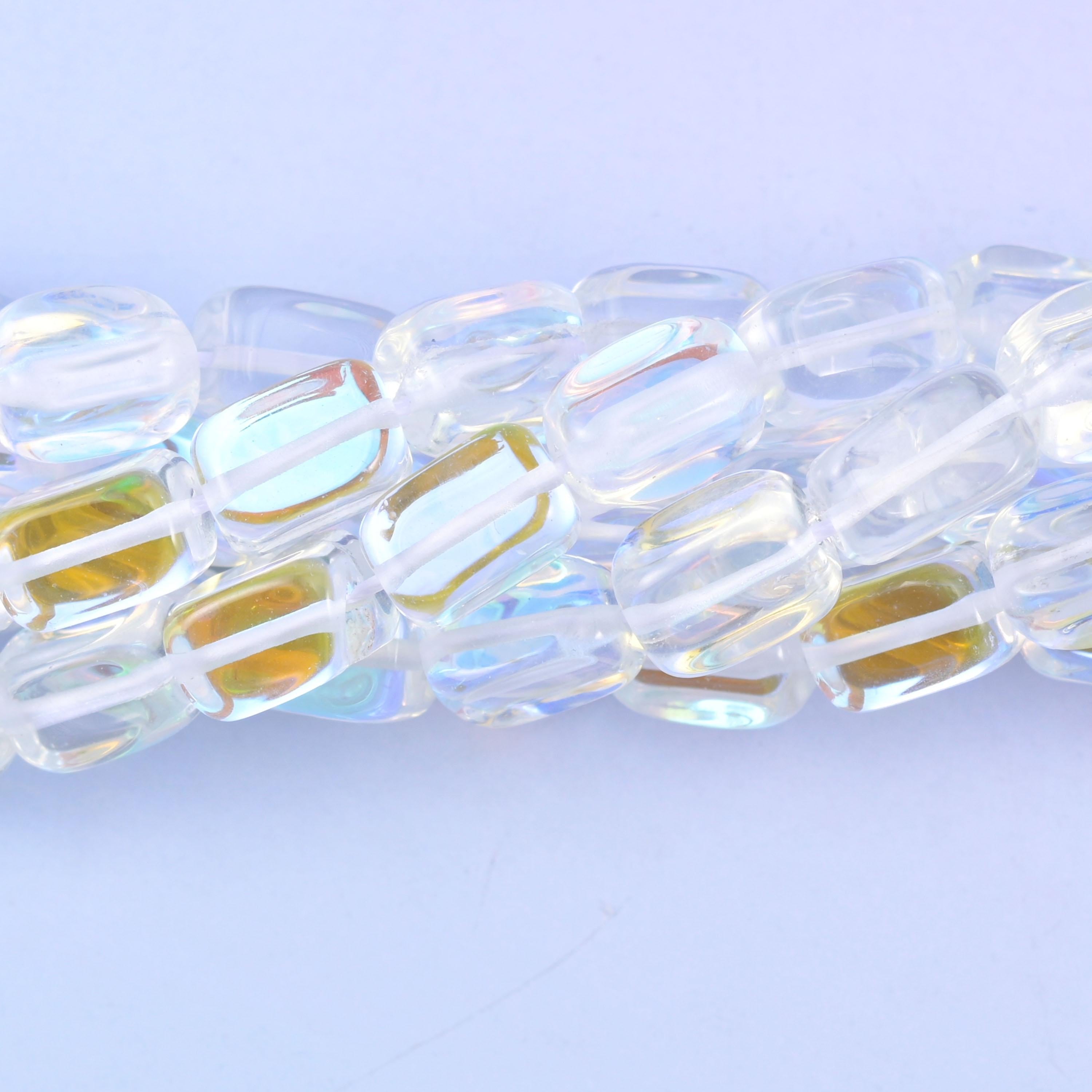 Smooth rectangle tube cut glass beads