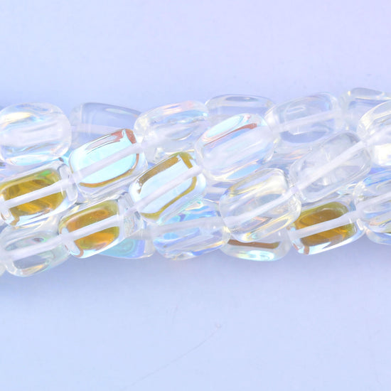 Smooth rectangle tube cut glass beads