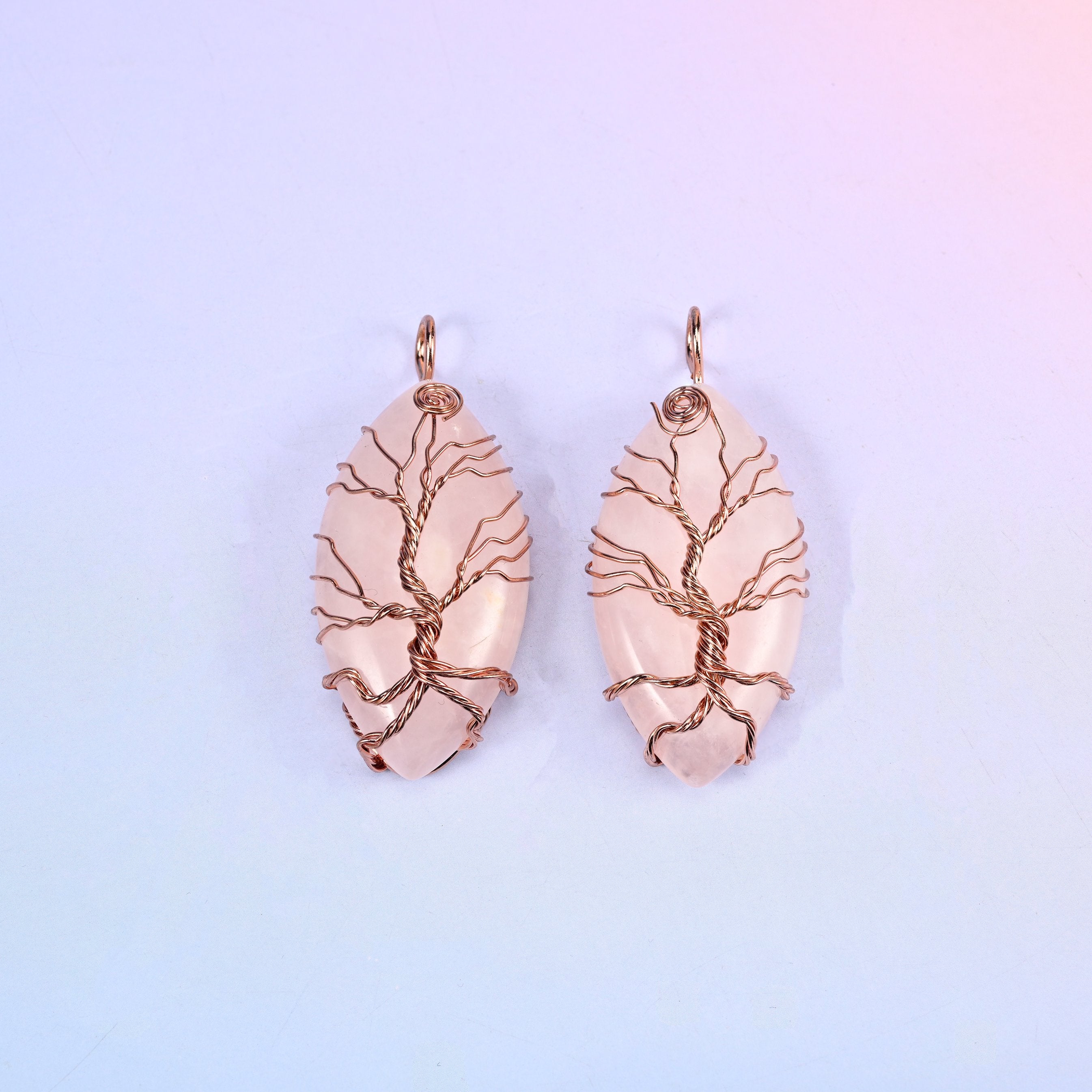 Oval Crystal Pendant with Copper Wired Tree