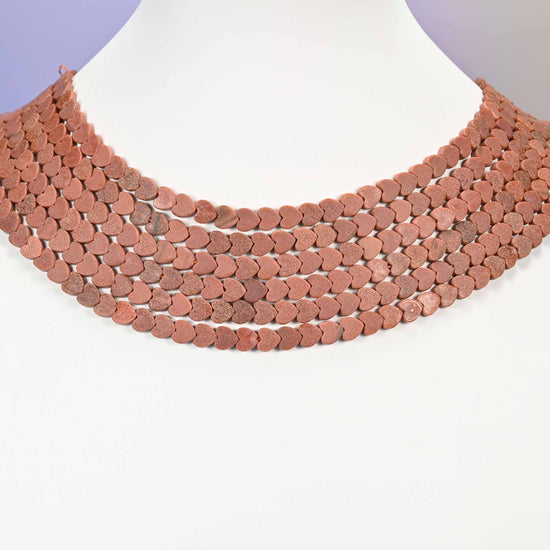 Matte Gold Sandstone Flat Heart Beads: Size 6mm, Jewelry Making, 15 Inch Strand