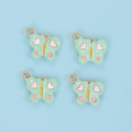 Enamel Colorful Butterfly Charm 14x13mm, lead free and nickel free