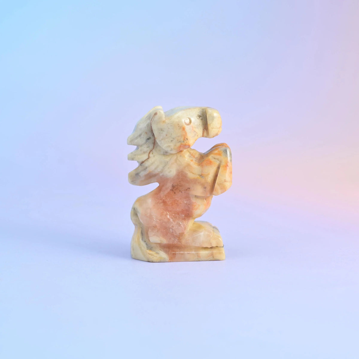 2 inch stone horse display carving; natural stone, so banding and colour vary from piece to piece