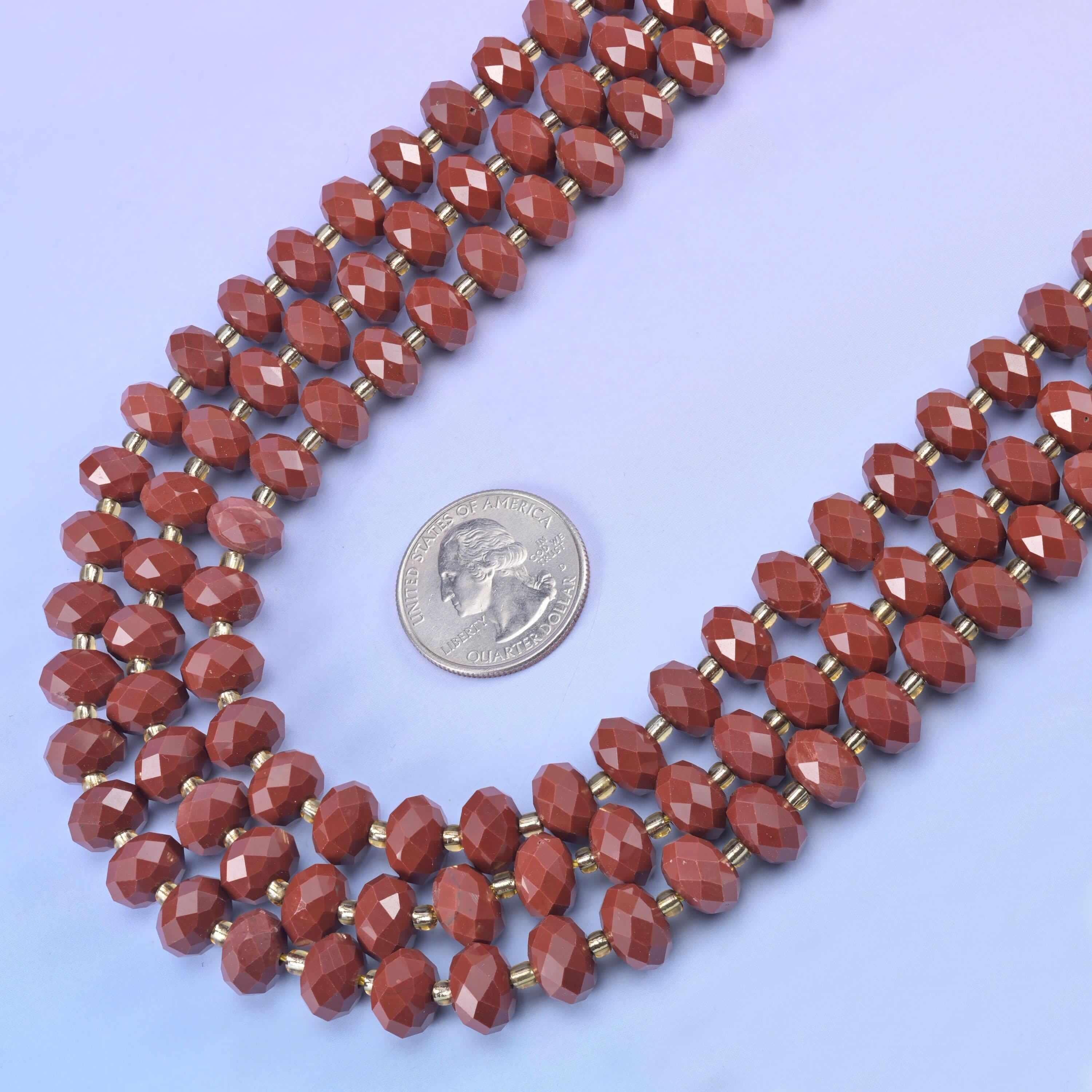 Red Jasper beads in warm brick and terracotta red