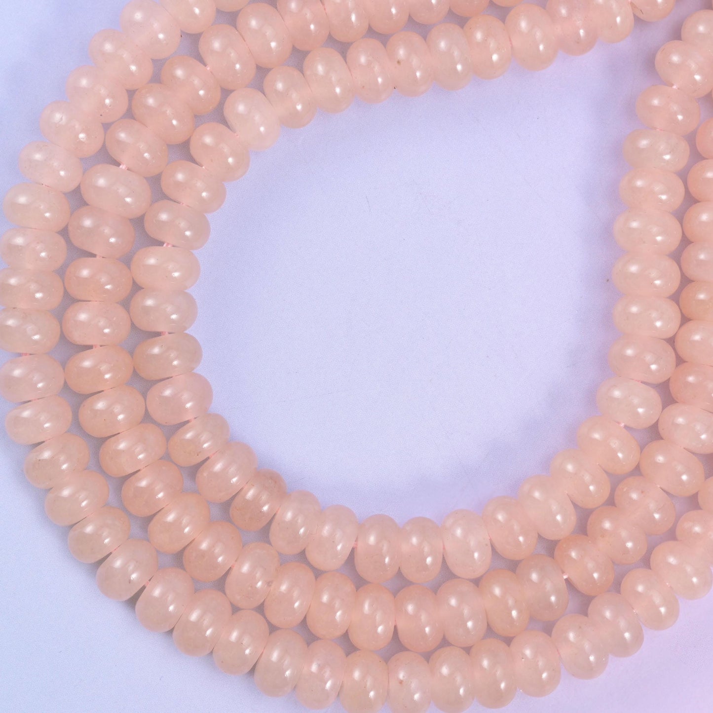 Soft Pink Dyed Jade rondelle beads, approximately 75 beads per strand