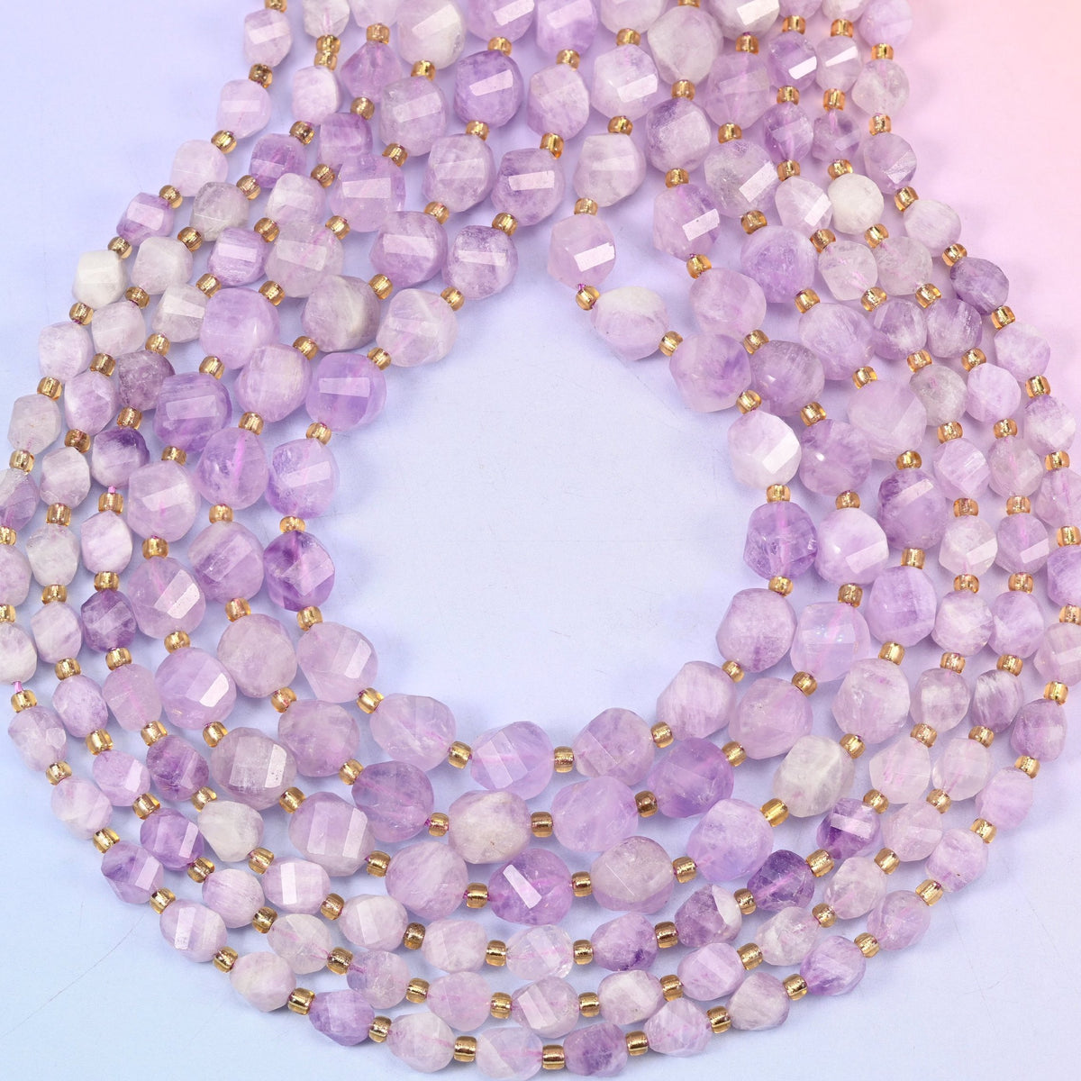 Purple Jade Faceted Spiral Twist Beads, hole approximately 1.2mm