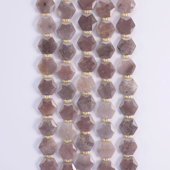 Purple Aventurine hexagon beads, 15.5 inch strand.