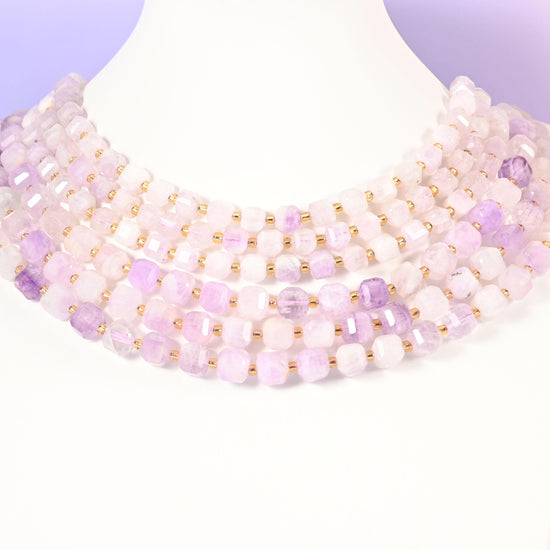 Purple Jade beads, faceted cube, 6mm and 8mm