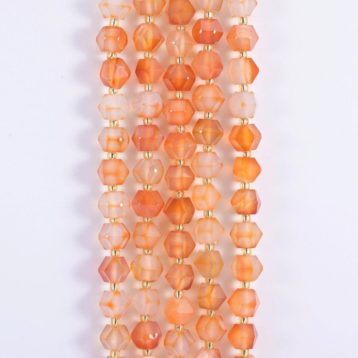 Faceted diamond cut gemstone beads for drop earrings.