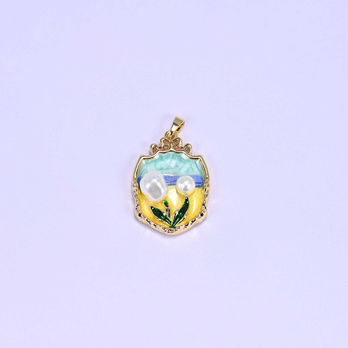 Enamel Ornate Shield Tulip Charms
