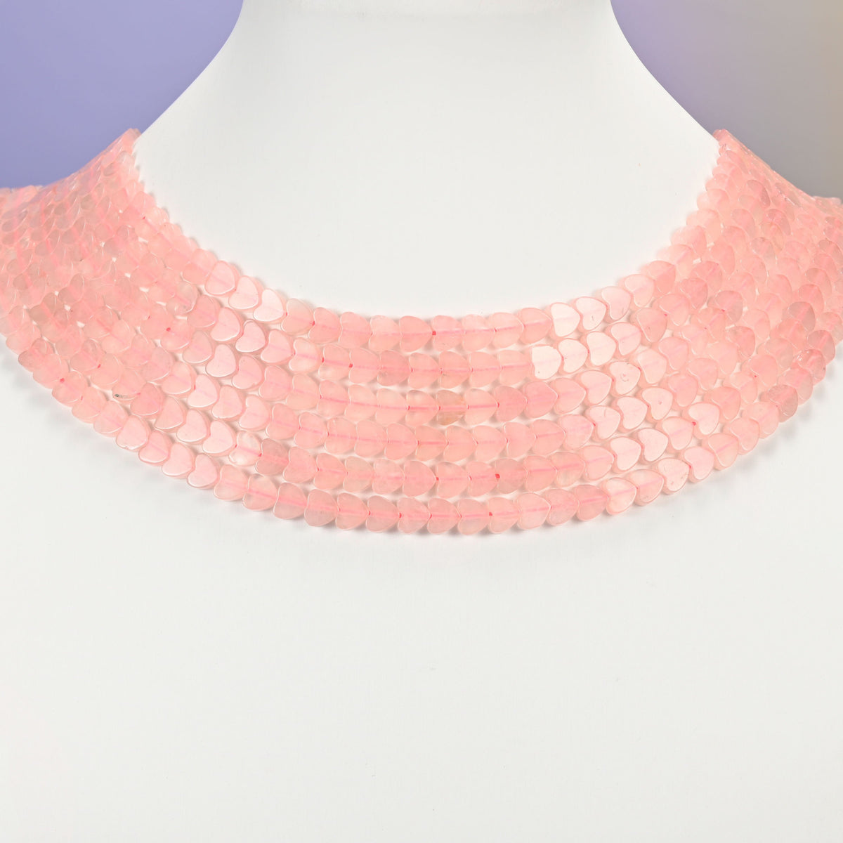 Rose quartz beads, flat heart, 6mm