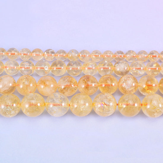 Citrine Smooth Round Beads 6mm 8mm 10mm 12mm, 15.5 inches