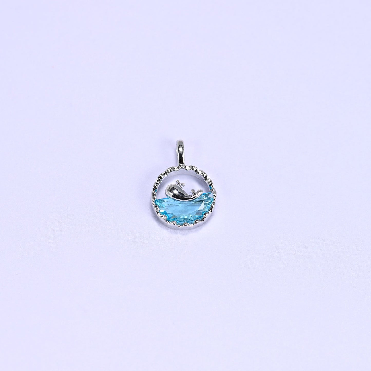 Silver Round Blue Zircon Whale Charms: DIY Pendants, Jewelry Making Supply