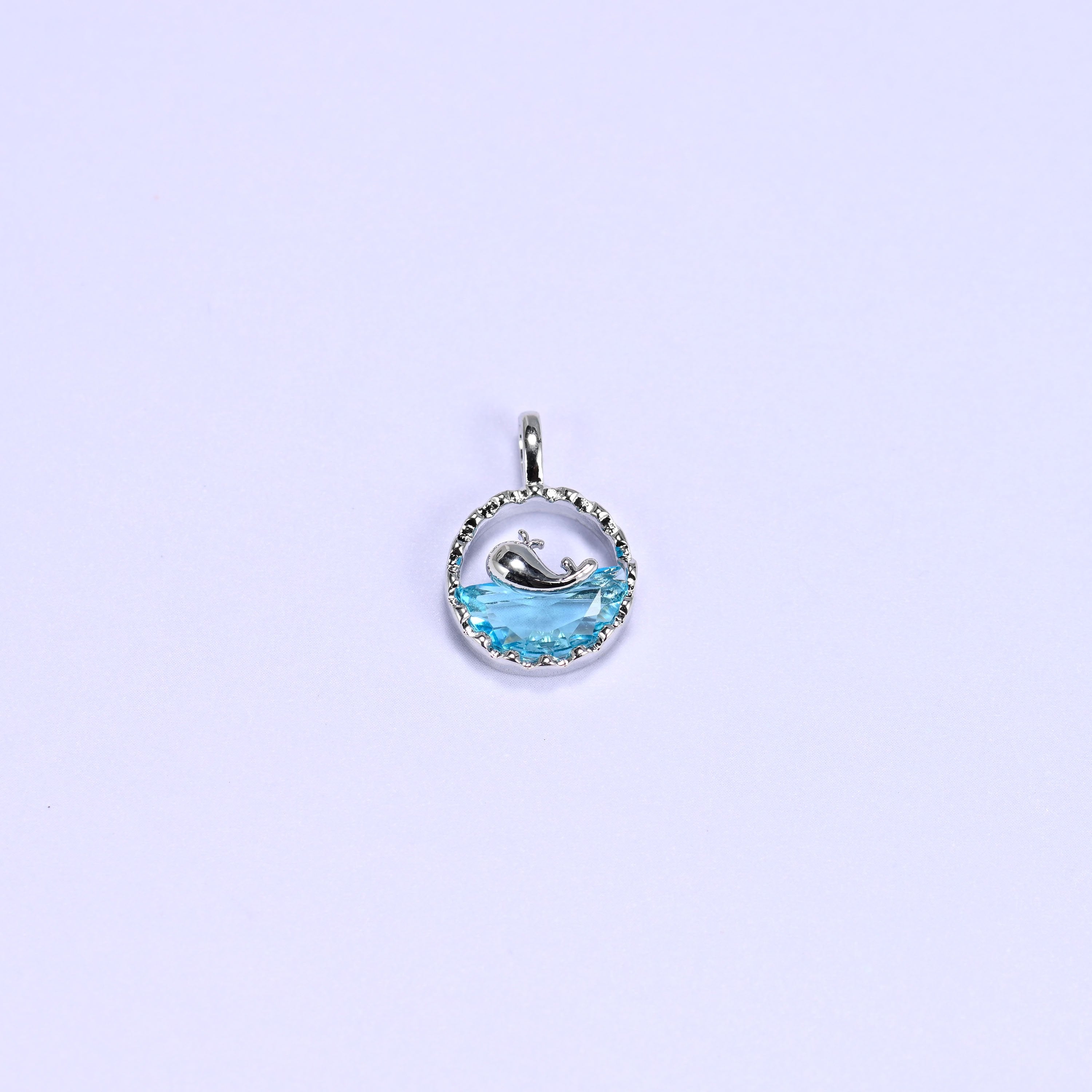 Silver Round Blue Zircon Whale Charms: DIY Pendants, Jewelry Making Supply