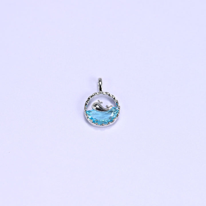 Silver Round Blue Zircon Whale Charms: DIY Pendants, Jewelry Making Supply