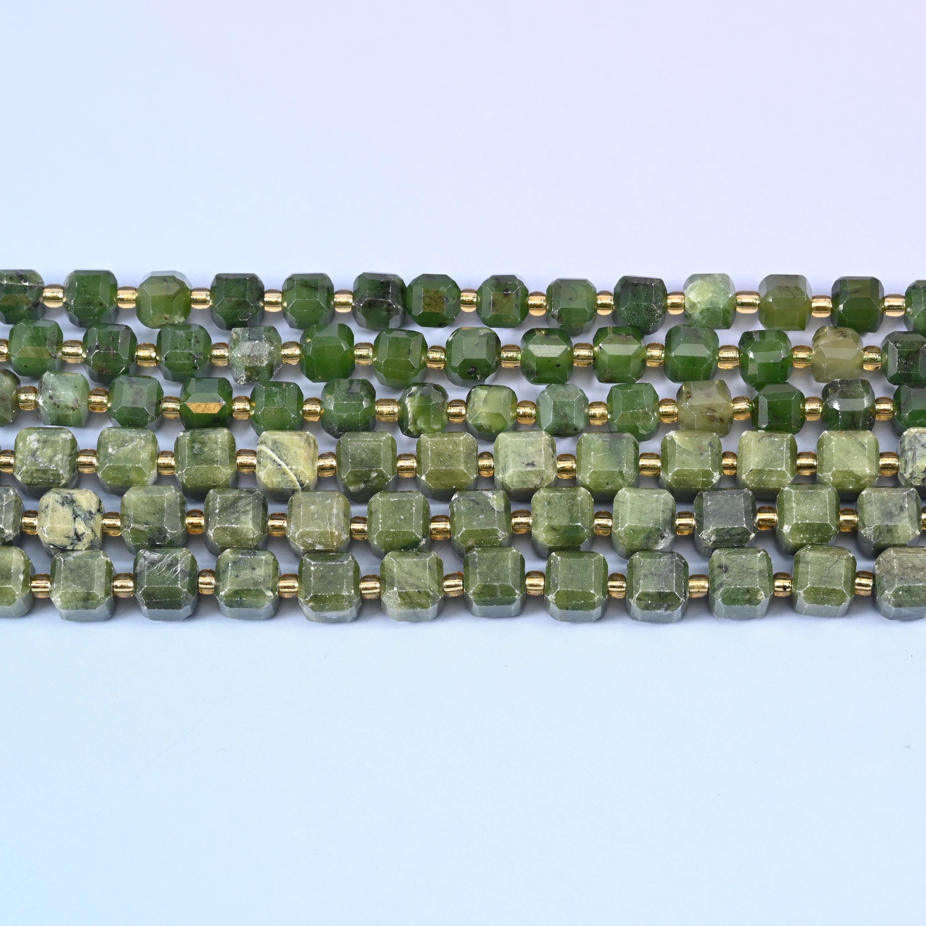 South Jade beads in deep olive and forest green