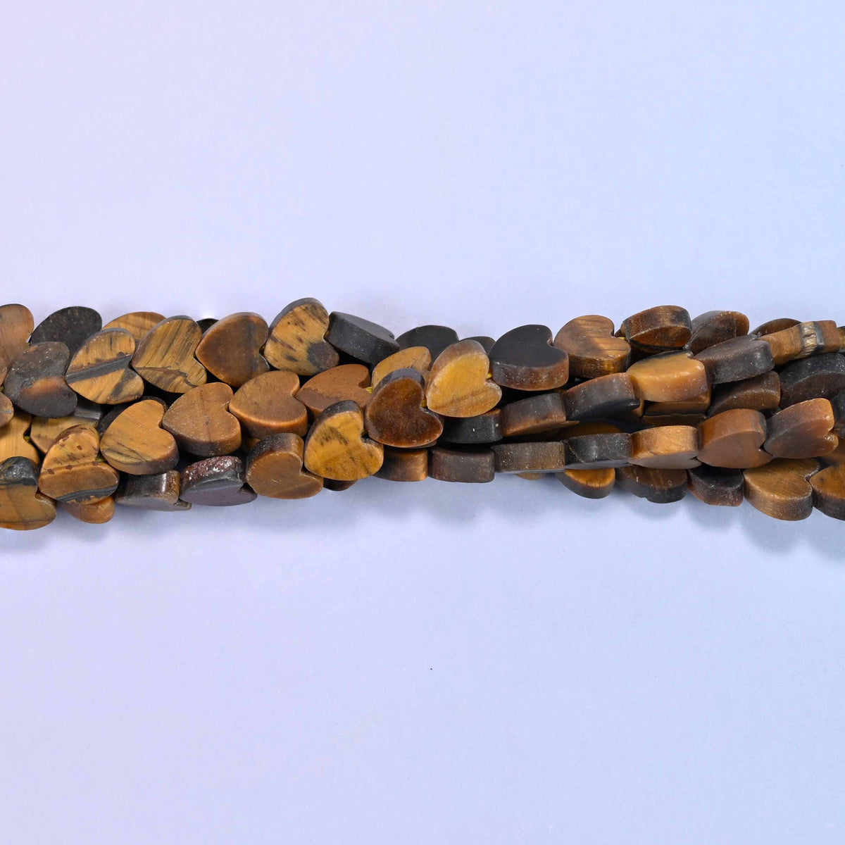 Matte Tiger Eye Flat Heart Beads, approximately 68 beads per strand