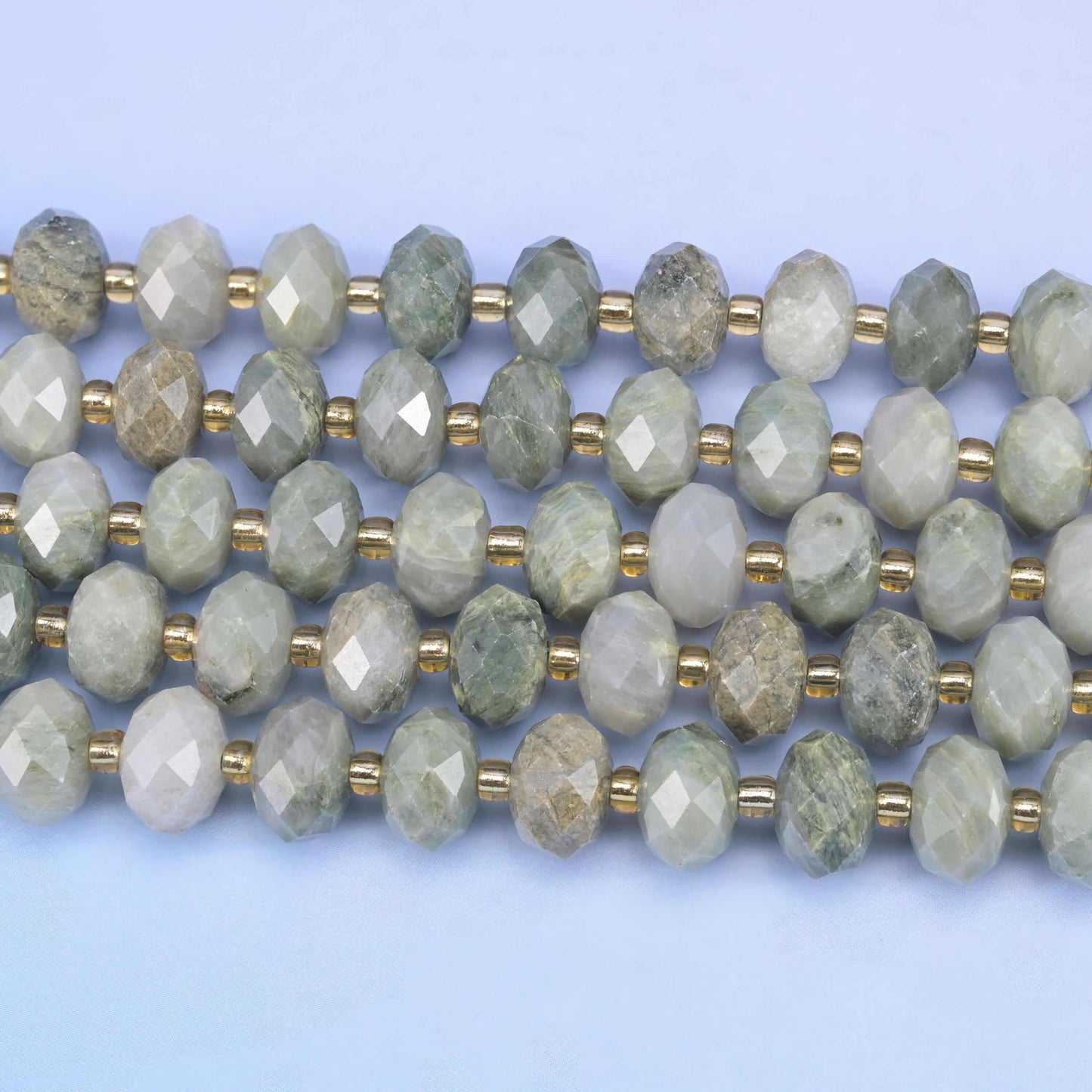 Green Rabbit Fur Quartz beads, approximately 43 per strand