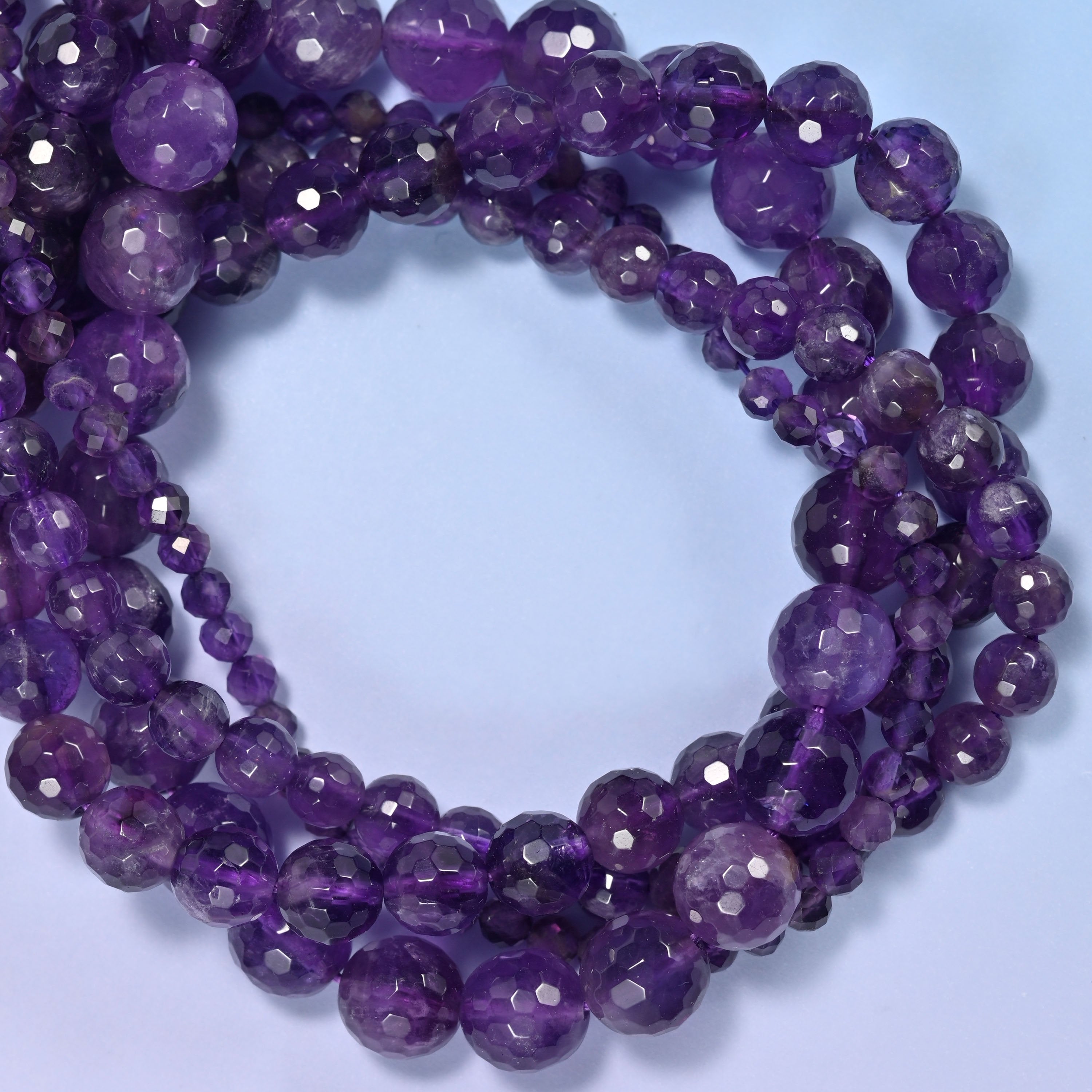 Amethyst Faceted Round Beads: Jewelry Making, 15 Inch Strand