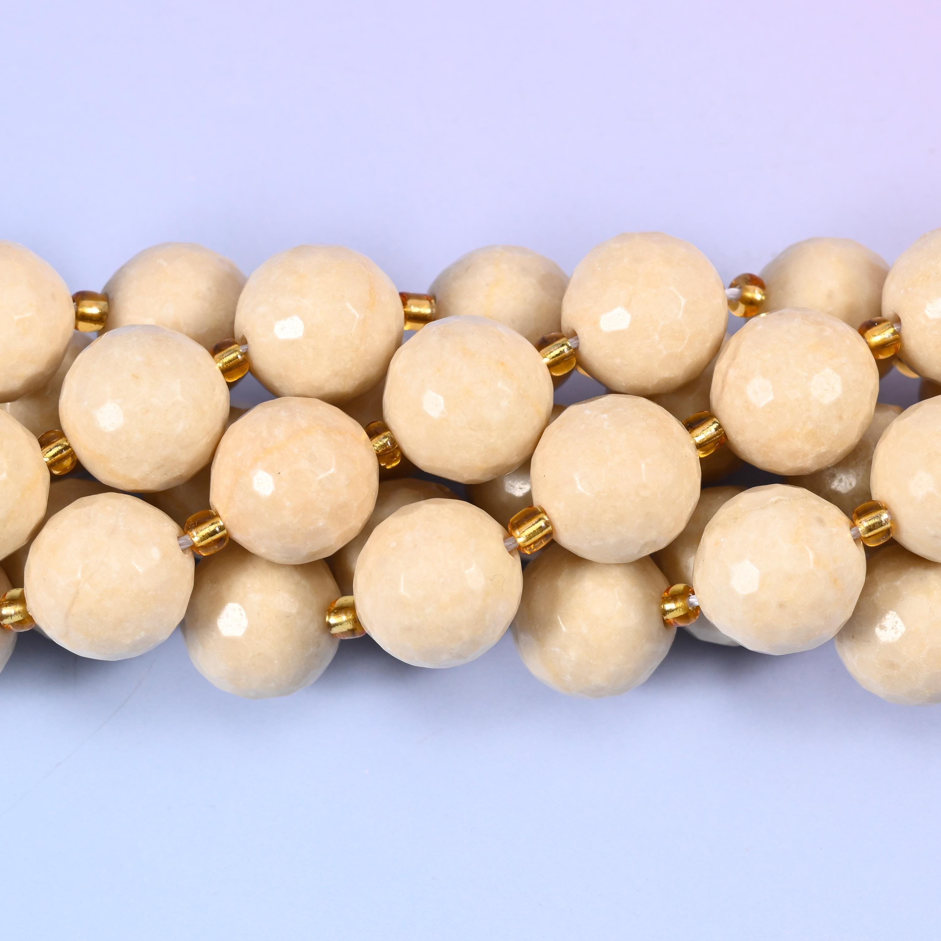 Fossil Jasper Faceted Round Beads, 15 inch strand