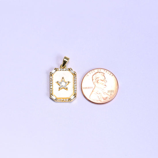 Rectangle Star Zircon Charms: 18K Gold Filled Pendants, Jewelry Making Supply