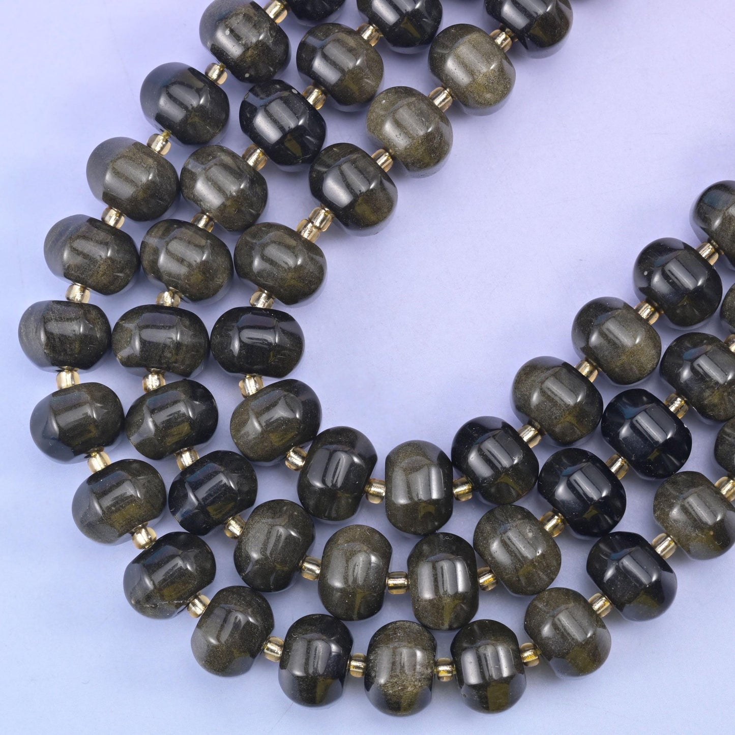 Gold obsidian pumpkin beads, hole approximately 1.4mm