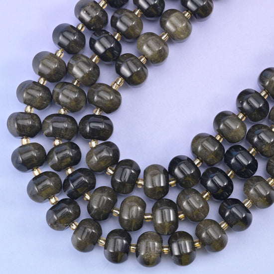 Gold obsidian pumpkin beads, hole approximately 1.4mm