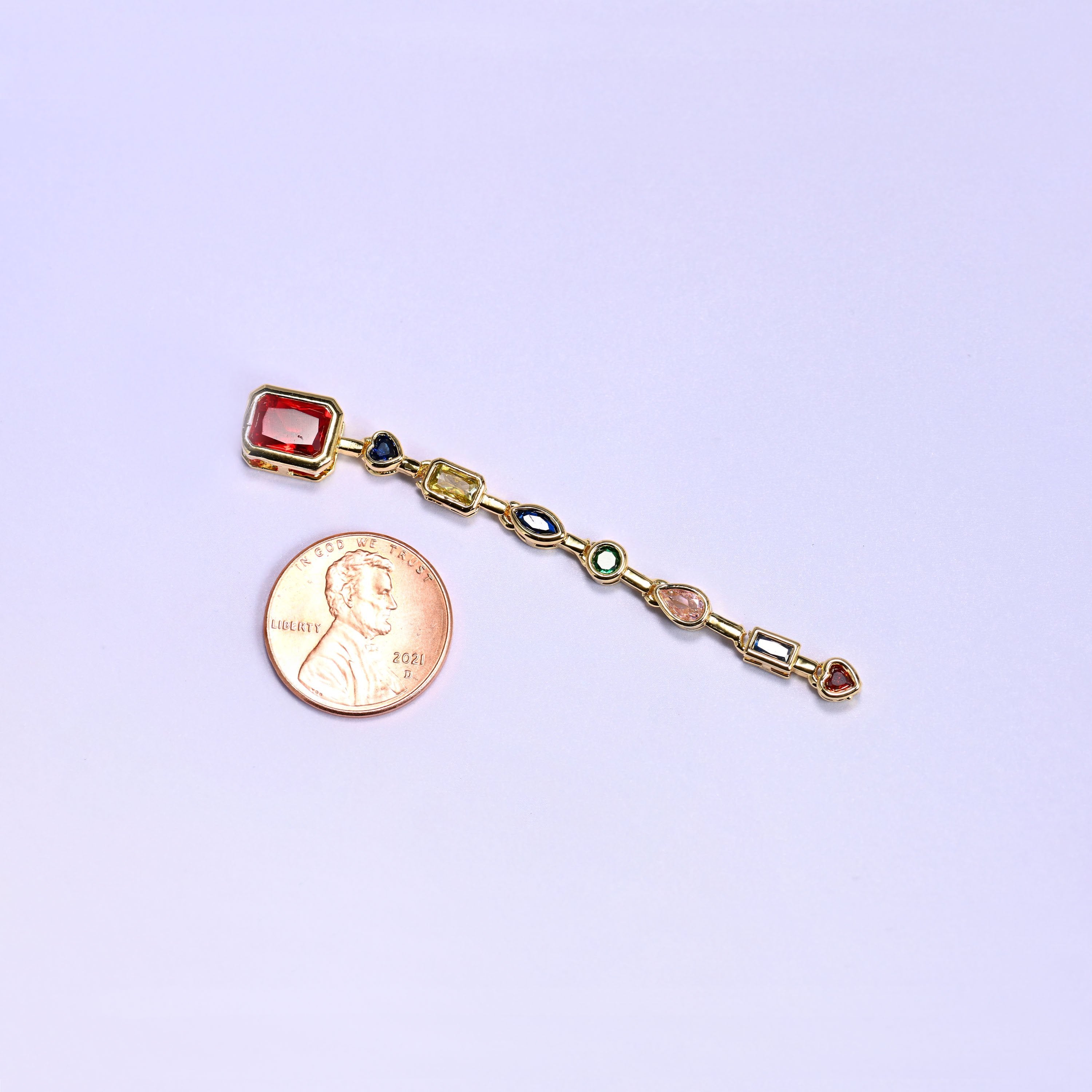 Red Rectangle Multicolor Zircon Pendants in a vibrant multicolor mix
