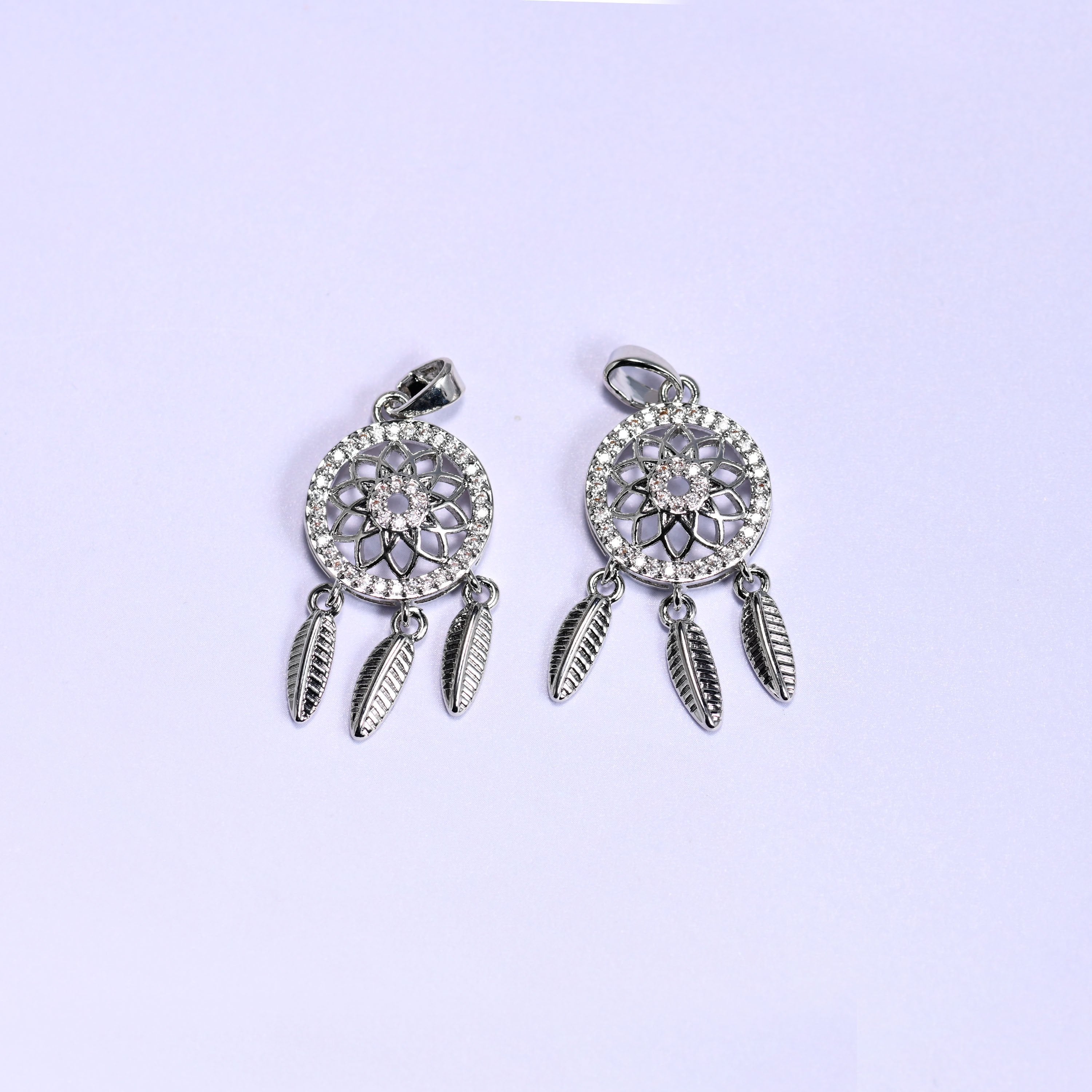 18K gold plated brass dream catcher charm pendant, approx 26.90mm x 14mm