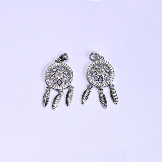 18K gold plated brass dream catcher charm pendant, approx 26.90mm x 14mm