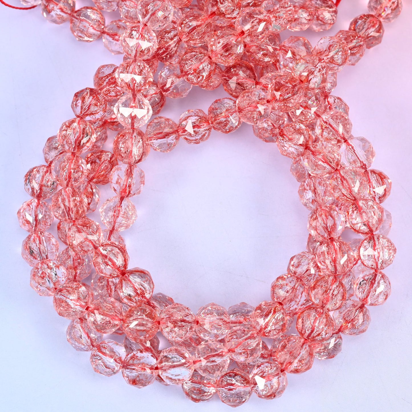Transparent Red Faceted Round Glass Beads: Size 10mm, Jewelry Making Supply