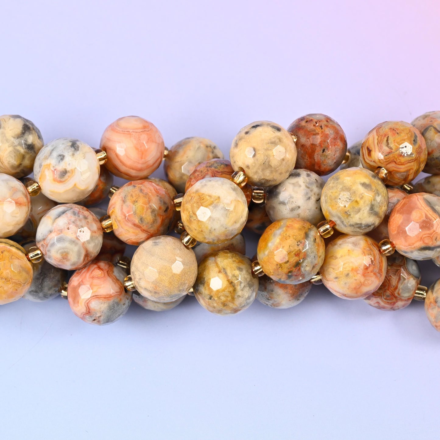 Crazy Agate Faceted Round Beads, 15 inch strand