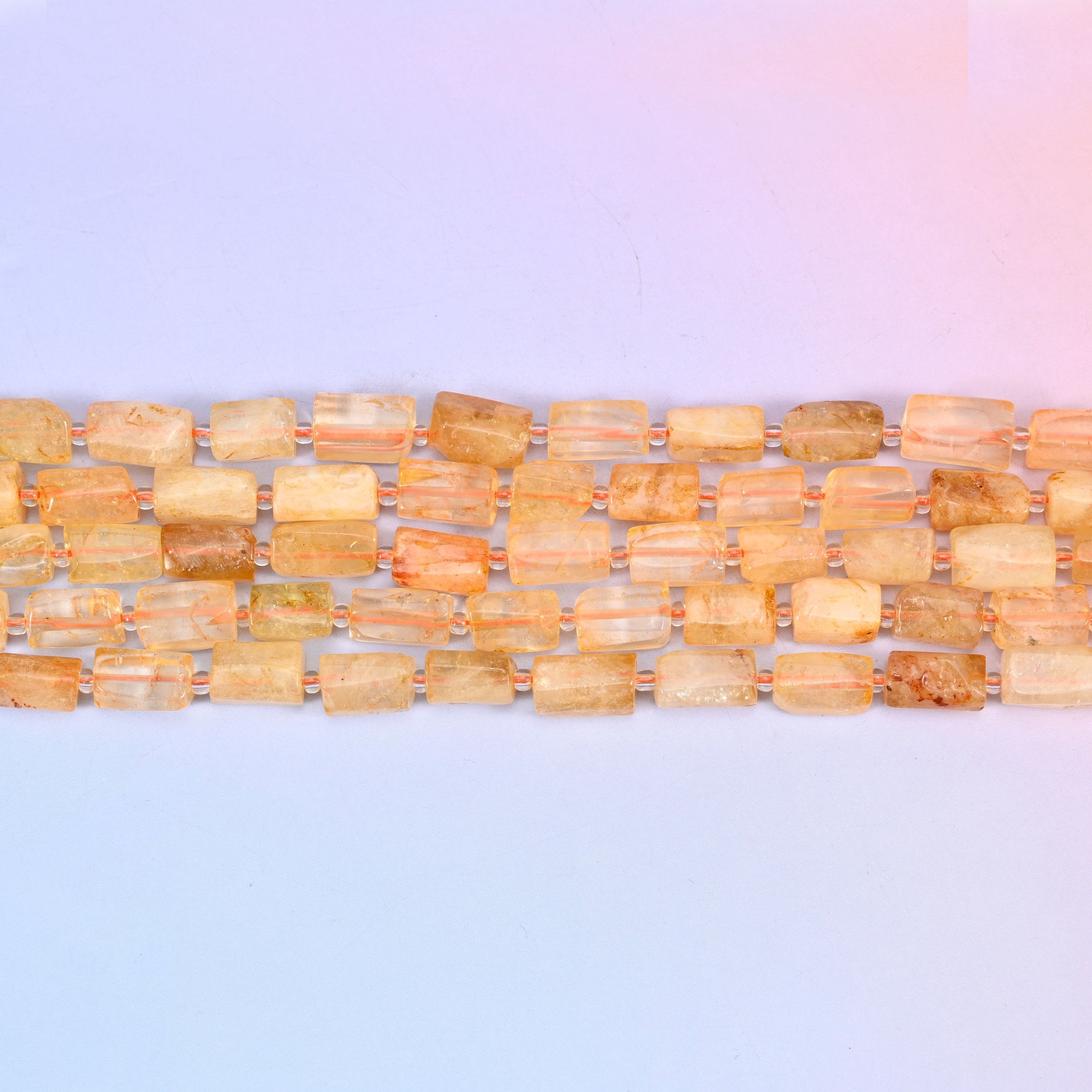 Citrine Faceted Tube Beads 12x8mm in golden yellow