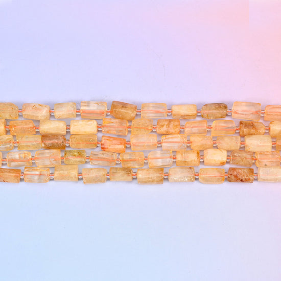 Citrine Faceted Tube Beads 12x8mm in golden yellow