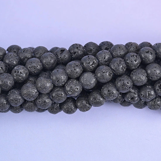 Smooth round with a porous cut lava rock beads